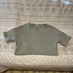 Gray Cropped Knit Top